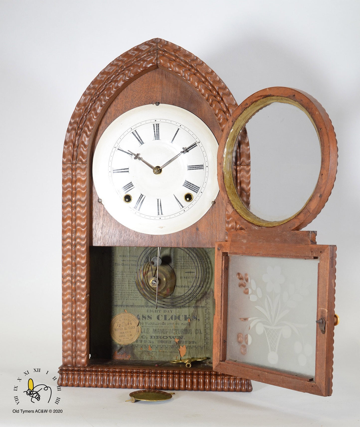 J.C. Brown Beehive Ripple Front Mantel Clock