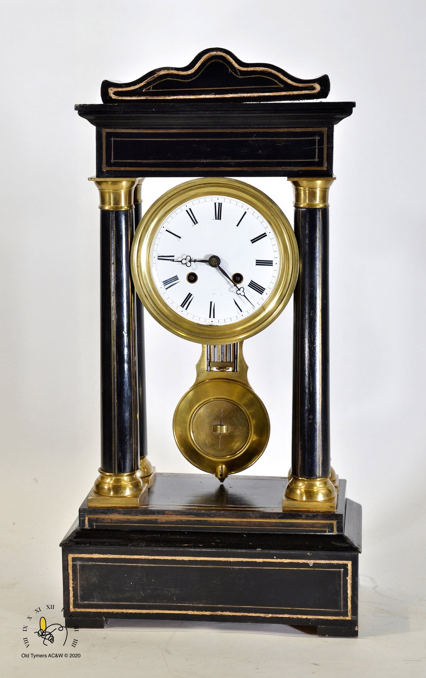 French Empire 30 Day Portico Mantel Clock