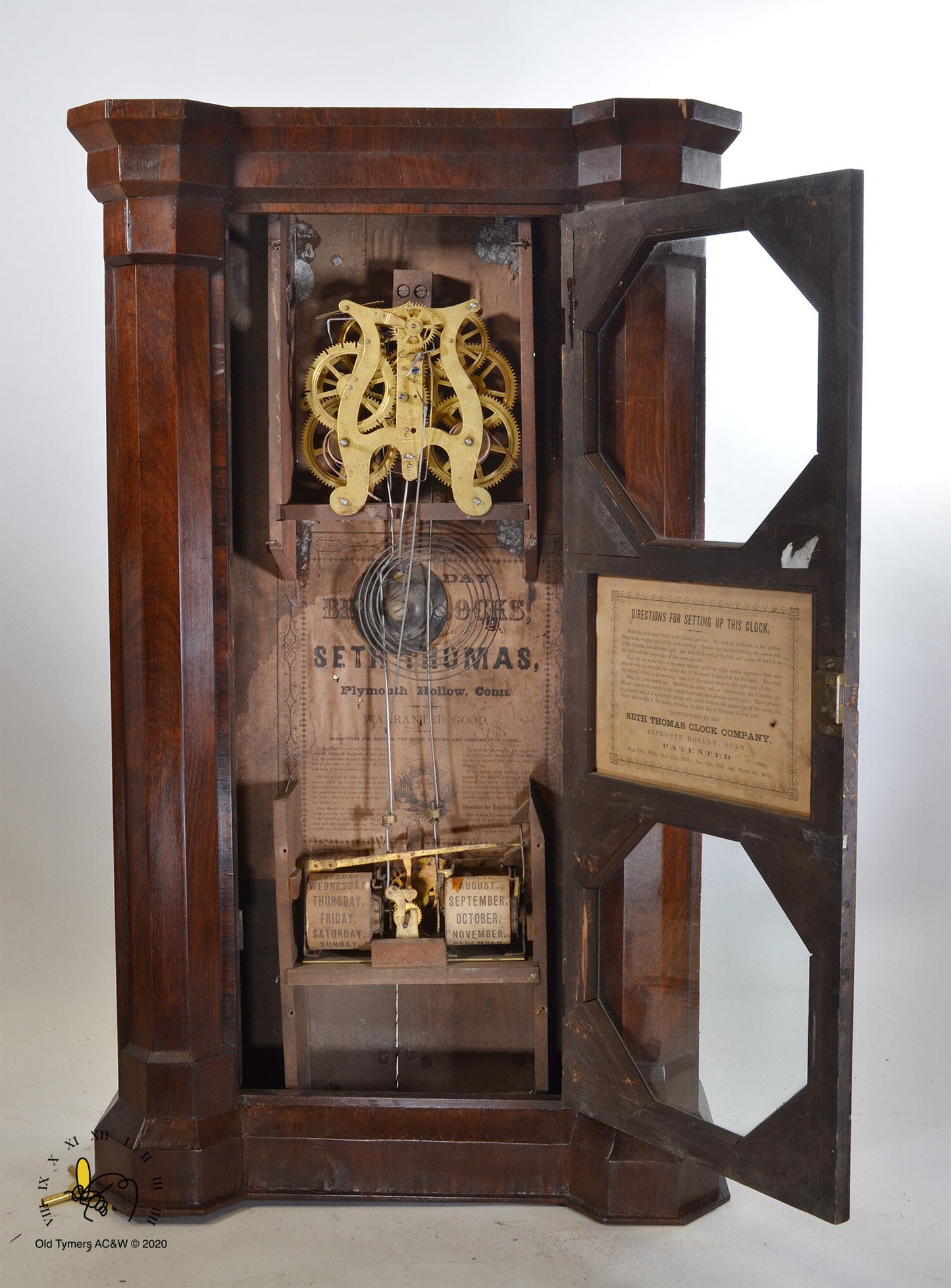 Seth Thomas Parlor #1 Calendar Walnut Mantel Clock