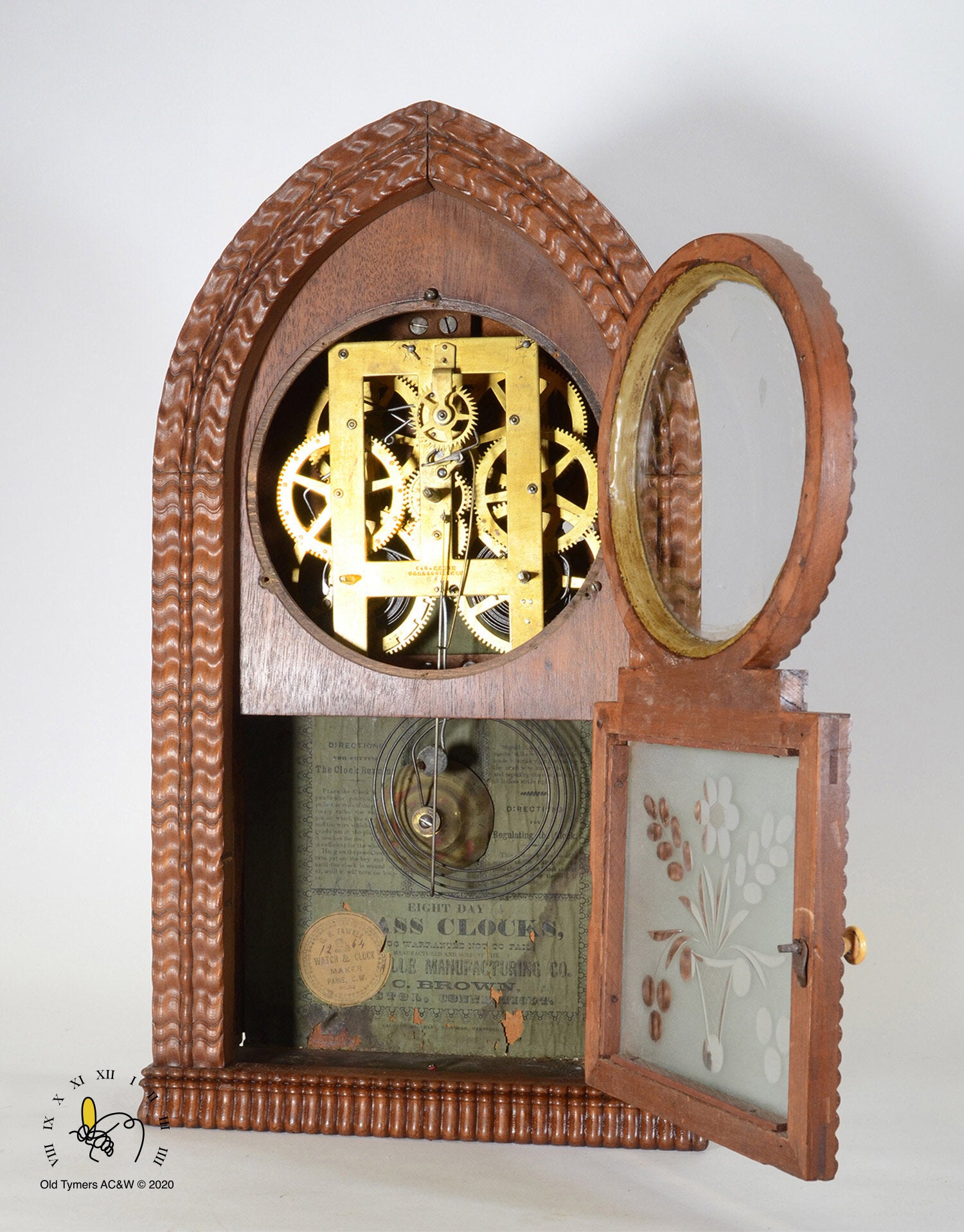 J.C. Brown Beehive Ripple Front Mantel Clock