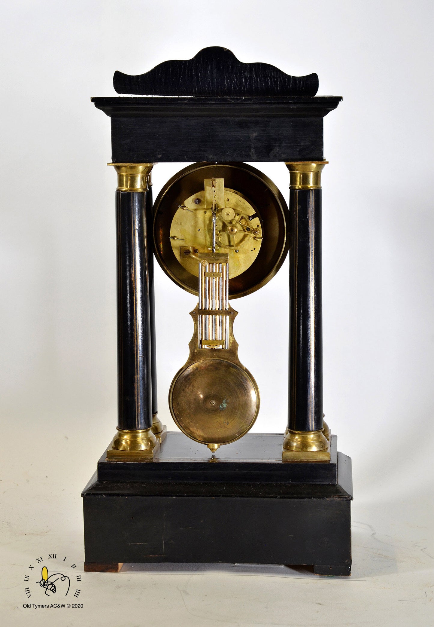 French Empire 30 Day Portico Mantel Clock